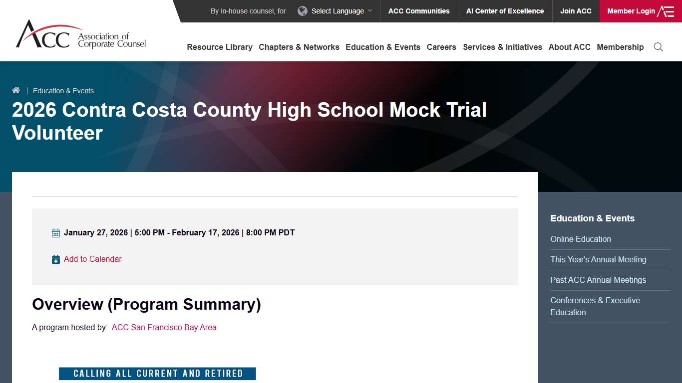 2026 Contra Costa County High School Mock Trial Volunteer | Association of Corporate Counsel (ACC)