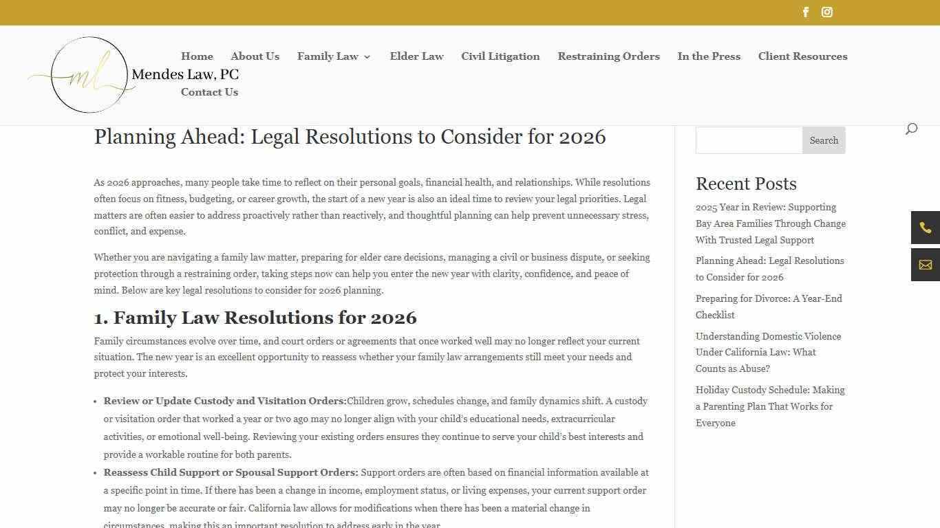 Legal Resolutions to Consider for 2026 | Mendes Law, PC