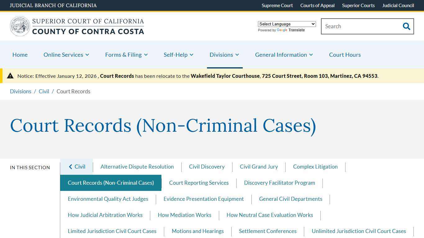 Court Records | Superior Court of California | County of Contra Costa