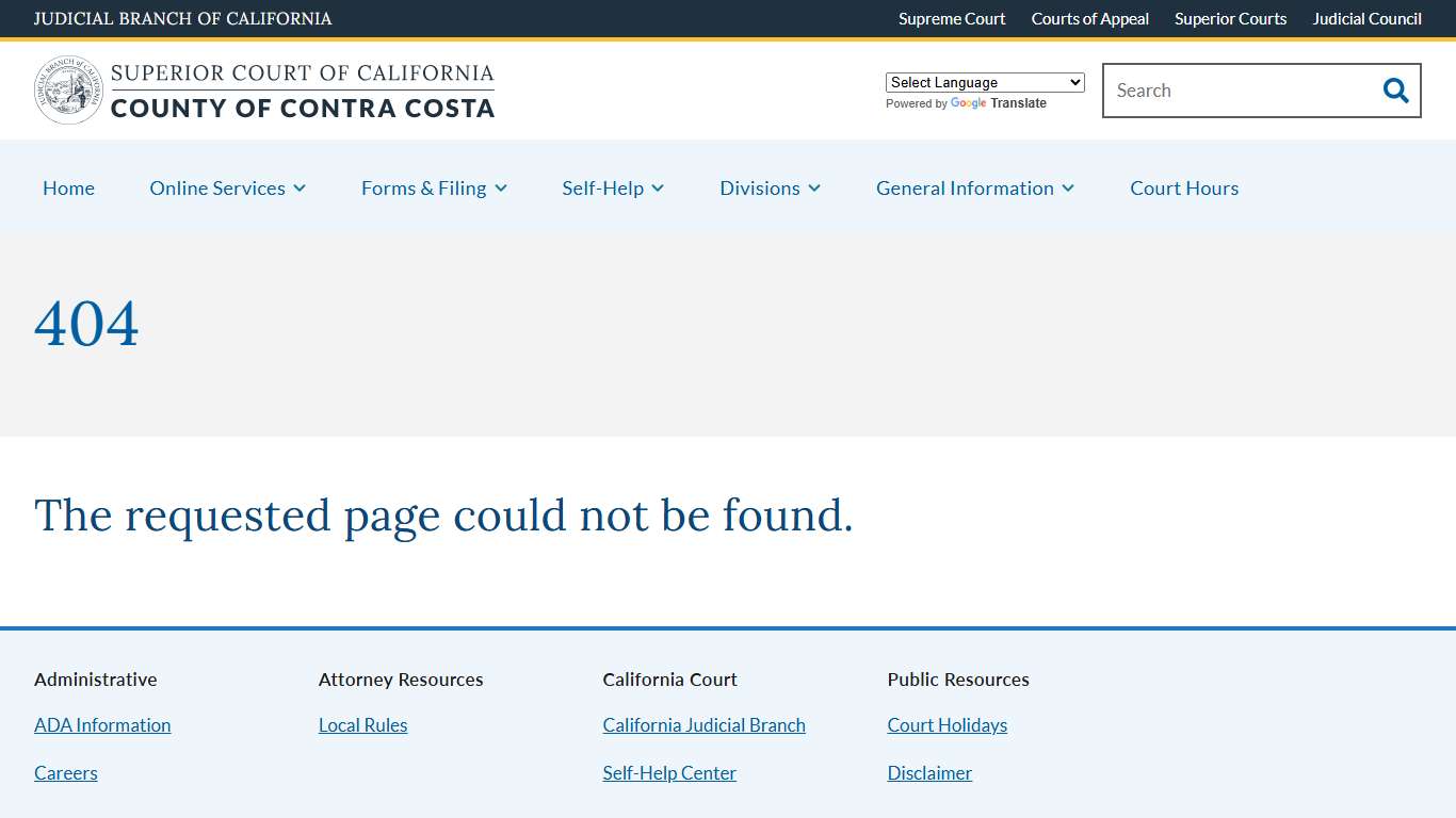 Page not found | Superior Court of California | County of Contra Costa